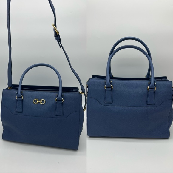 Authentic Salvatore Ferragamo Gancini blue Becky satchel - Picture 3 of 17